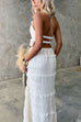 Karleedress Halter Backless Crop Top and Ruffle Tiered Maxi Skirt Chiffon Set