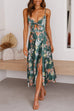 Karleedress Floral Print Tie Front Cut Out Slit Midi Cami Dress