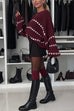 Karleedress Lantern Sleeves Color Block Chunky Knit Sweater