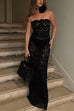 Karleedress Strapless Lace Hollow Out Bodycon Maxi Dress