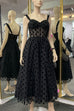 Karleedress V Neck Polka Dot Mesh A-line Midi Cami Dress