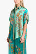 Karleedress Roll Up Short Sleeves Shirt and Wide Leg Pants Printed Satin Set
