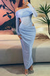 Karleedress Off Shoulder Mesh Patchwork Ruched Maxi Dress