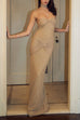 Karleedress Strapless Ruched Glitter Mesh Bodycon Maxi Gown