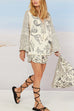 Karleedress Collared V Neck Shirt and Side Slit Shorts Vitamin Sea Print Set