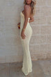Karleedress Halter Open Back Hollow Out Knit Bodycon Maxi Dress