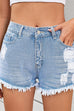 Karleedress Mid Rise Raw Hem Ripped Denim Shorts