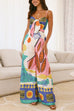 Karleedress Knot Front Cut Out Pocketed Wide Leg Printed Cami Jumpsuit