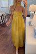 Karleedress Strapless Back Lace-up Satin Pleated Maxi Party Dress