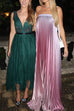 Karleedress Strapless Tube Gradient Ombre Satin Maxi Party Dress