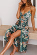 Karleedress Floral Print Tie Front Cut Out Slit Midi Cami Dress