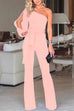Karleedress One Shoulder Slit Sleeve Tie Knot Jumpsuit(7 Colors)