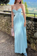 Karleedress Strapless V Neck Corset Pleated Maxi Dress
