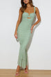 Karleedress Sleeveless Cut Out Ruched Ruffle Bodycon Maxi Dress