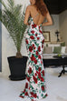 Karleedress Spaghetti Strap Open Back Floral Print Maxi Dress