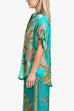 Karleedress Roll Up Short Sleeves Shirt and Wide Leg Pants Printed Satin Set