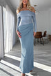 Karleedress Off Shoulder Mesh Patchwork Ruched Maxi Dress