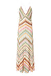 V Neck Open Back Colorful Print Maxi Dress