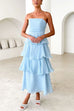 Karleedress Strapless Ruffle Layered Maxi Dress