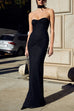 Karleedress Strapless Ruched Glitter Mesh Bodycon Maxi Gown