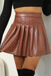 Karleedress High Waist Faux Leather Pleated Mini Skirt