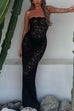 Karleedress Strapless Lace Hollow Out Bodycon Maxi Dress