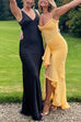Karleedress Spaghetti Strap Mesh Splice Draped Ruffle Maxi Dress