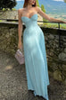Karleedress Strapless V Neck Corset Pleated Maxi Dress