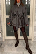 Karleedress Open Front Pocketed Splice Coat with Belt