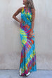 Karleedress Sleeveless Halter Backless Maxi Tie Dye Dress