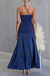 Strapless Tube Splice Swing Maxi Party Dress