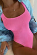 Karleedress Low Back High Cut Crinkle One Piece Swimsuit