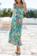 Sleeveless Ruffle Trim Bow Waist Floral Print Midi Vacation Dress
