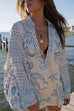 Karleedress Collared V Neck Shirt and Side Slit Shorts Vitamin Sea Print Set