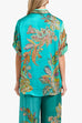 Karleedress Roll Up Short Sleeves Shirt and Wide Leg Pants Printed Satin Set