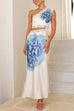 Karleedress One Shoulder Lace Trim Cut Out Sleeveless Maxi Dress