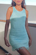Karleedress Round Neck Sleeveless Raw Hem Bodycon Mini Dress