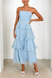 Karleedress Strapless Ruffle Layered Maxi Dress