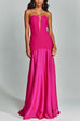 Karleedress Mesh V Neck Strapless Splice Flare Maxi Party Dress