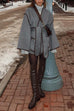 Karleedress Open Front Pocketed Splice Coat with Belt