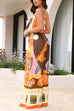 Karleedress Spaghetti Strap Tie Front Wasited Wide Leg Printed Jumpsuit