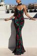 Karleedress Spaghetti Strap Open Back Floral Print Maxi Dress