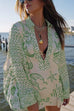 Karleedress Collared V Neck Shirt and Side Slit Shorts Vitamin Sea Print Set