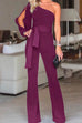 Karleedress One Shoulder Slit Sleeve Tie Knot Jumpsuit(7 Colors)
