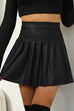 Karleedress High Waist Faux Leather Pleated Mini Skirt