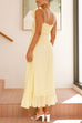 Karleedress Spaghetti Strap Frill Trim Tie Bow Maxi Dress