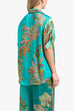 Karleedress Roll Up Short Sleeves Shirt and Wide Leg Pants Printed Satin Set