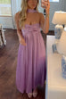 Karleedress Strapless Back Lace-up Satin Pleated Maxi Party Dress