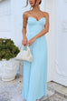 Karleedress Strapless V Neck Corset Pleated Maxi Dress