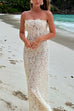 Karleedress Strapless Lace Hollow Out Bodycon Maxi Dress